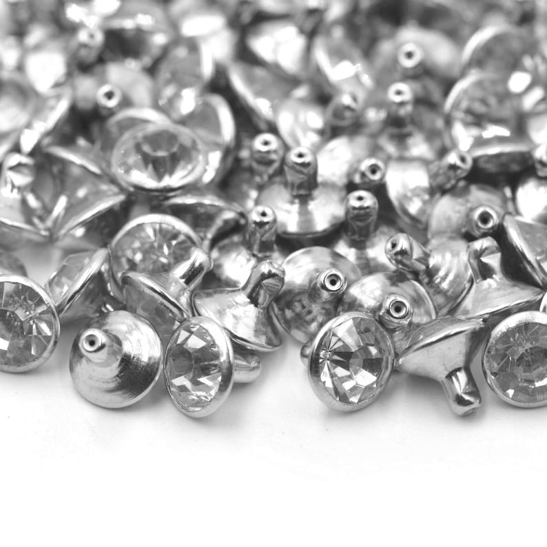 100pcs Silver Color Brass Material Glass Rhinestone Rivets Etsy