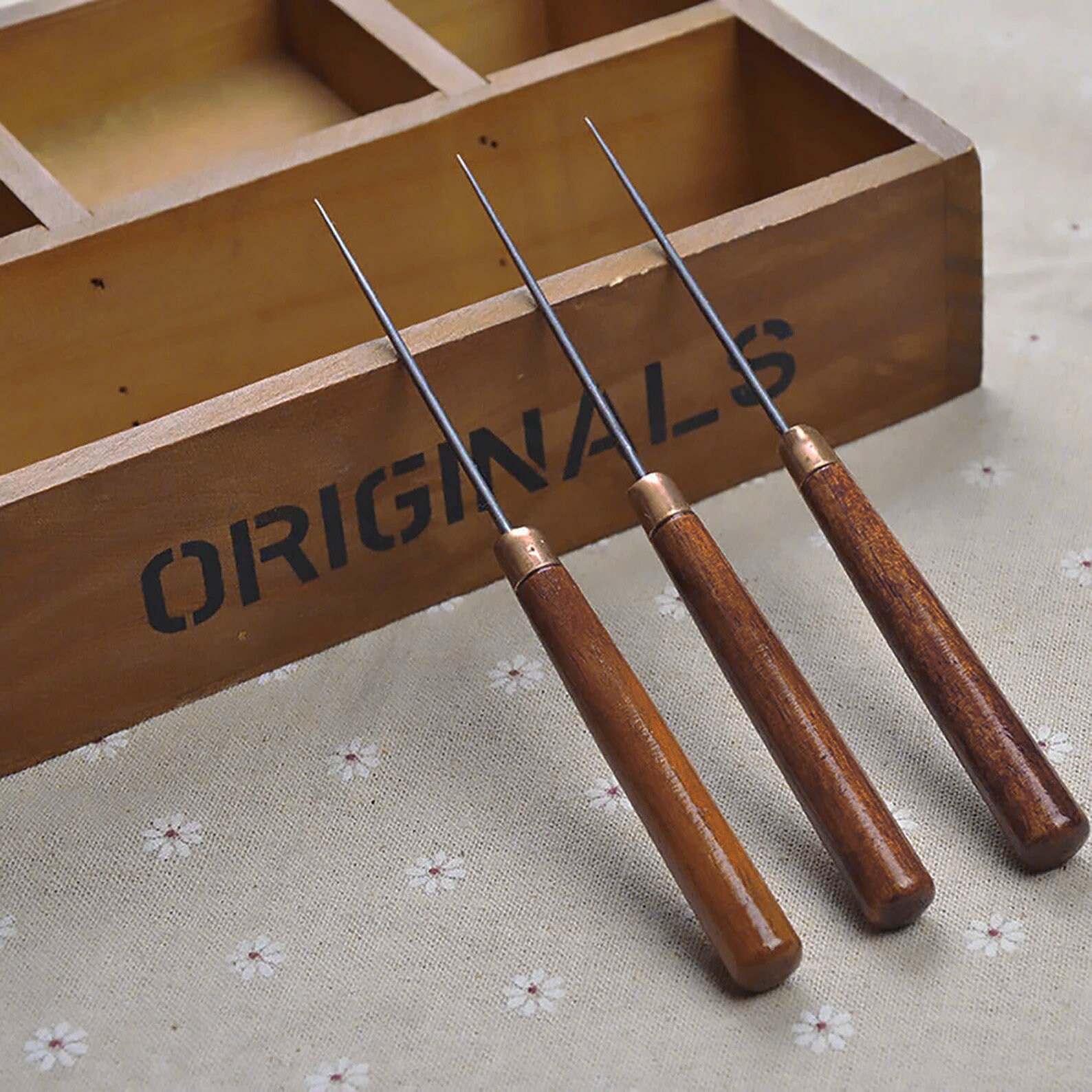 2pcs Awl With Straight Wood Handle Beading Piercing Tools Awl Etsy