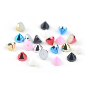 Rivetti con borchie punk a cono in ABS placcato all'ingrosso Punte coniche per scarpe, borse, decorazioni per indumenti 6.5x5.2mm / Forniture artigianali fai da te