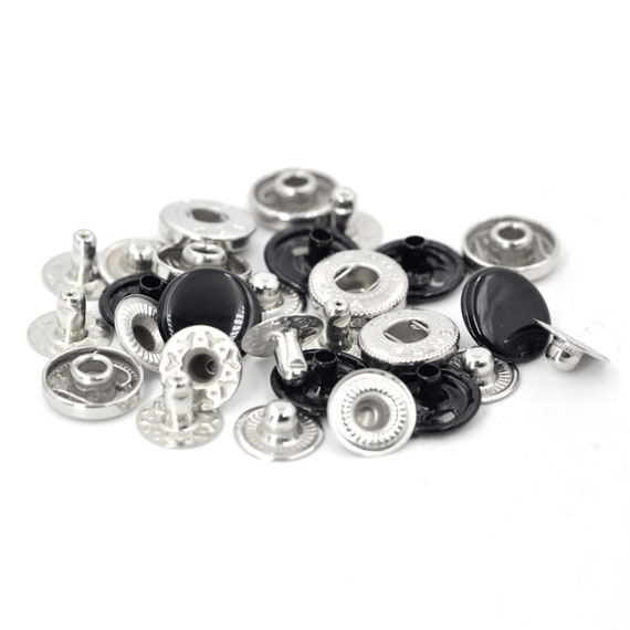 Trimming Shop 20mm S Spring Press Studs 4 Part, Durable and Lightweight, Metal  Snap Buttons Fasteners for Jackets, DIY Leathercrafts, Sewing Clothing,  Purses, Gunmetal Black, 20pcs 