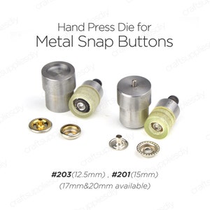 Hand Press Die for Metal Snap Fasteners Setting Tools for Press Studs Snap Buttons Poppers Die #201, #203 | Craft Supplies DIY