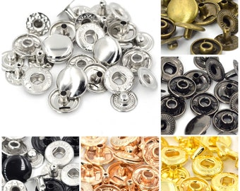 50 juegos de cierres a presión de Metal de varios tamaños/colores, botones a presión, botones a presión, 10mm #655, 12,5mm #633, 15mm #831/suministros para manualidades DIY