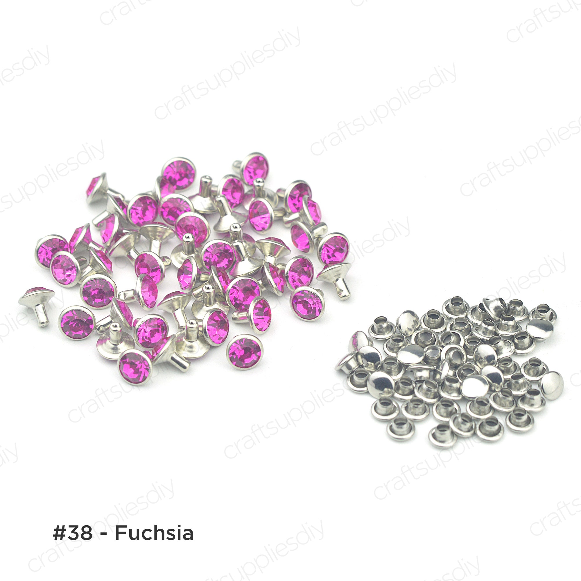 Crystal Rhinestone Rivets 50 Sets Rhinestone Rivets Brass Material Crystal Rivets for Leather ...