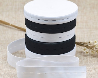 5m Sewing Elastic Bands with Button Holes Dressmaking Tailoring Flat Cord Waistbands Cuff Sewing Accessories | Craft Supplies DIY