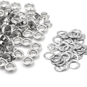 Großhandel Messing Material Silber Tülle Öse mit Unterlegscheibe passen Leder Handwerk Tasche Schuhe Gürtel Kappe 4mm/5mm/6mm/8mm/10mm Bastelbedarf DIY Silver