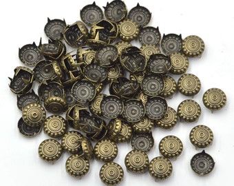 100pcs Bronze Decorative Dome Studs Claw Rivets Nailheads for Handmade Leather Crafts DIY Accessories 11mm | Craft Supplies DIY