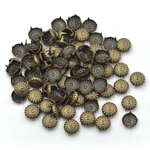 100pcs Bronze Decorative Dome Studs Claw Rivets Nailheads for Handmade Leather Crafts DIY Accessories 11mm | Craft Supplies DIY