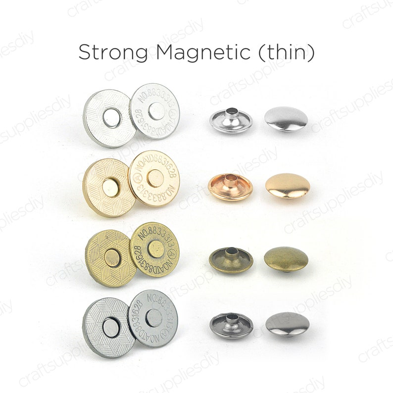 10 Sets Doppelkappen Magnetverschlüsse für Taschen Geldbörse Leder Verschlüsse 14mm, 18mm Bastelbedarf DIY Bild 2