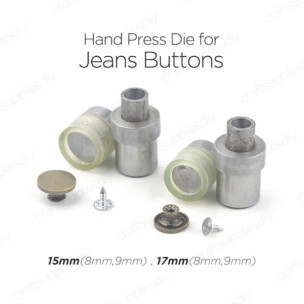 Matrice de presse à main pour boutons de jeans, outils de réglage pour boutons de jeans, moule 15, 17, 20 mm, pointe 8, 9 mm | Fournitures d'artisanat bricolage