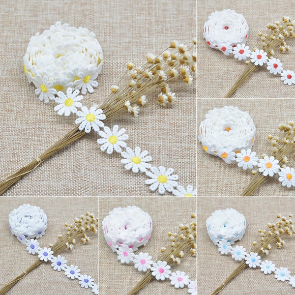 2 Yards Daisy Flower Trim Scrapbooking Handicrafts Decor Sewing Appliques Width 25mm | Craft Supplies DIY