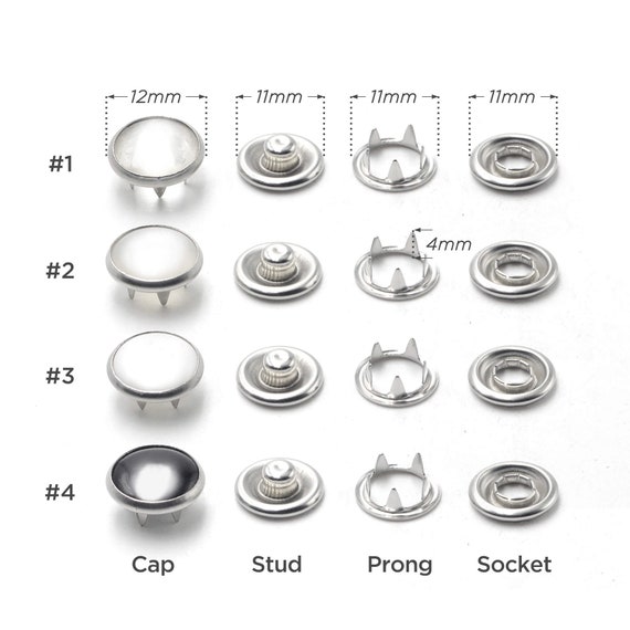 50sets Acrylic Pearl Snap Fasteners Prong Ring Snaps Press Studs Snap  Buttons Poppers 10, 12mm Cap Diameter Craft Supplies DIY 