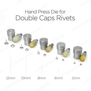 Hand Press Die for Double Cap Rivets Setter Snap Setting Tools for Double Cap Rivets Die Mould 5-10, 12mm | Craft Supplies DIY