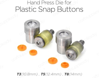 Hand Press Die for KAM Plastic Snap Fasteners Setting Tools for Press Studs Snaps Button Poppers Die T3, T5, T8 | Craft Supplies DIY