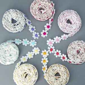 2 yards Assorted Color Daisy Flower Trim Embroidery Fabric Sewing Kid's Children Garment Bag Crafts DIY Accessories 14mm image 4
