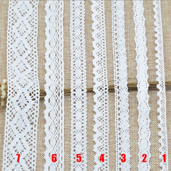 5 Yards White Floral Lace Trim Crochet Dolls Decorative Cotton Lace Trim Gift Wrapping Scrapbooking Sewing | Craft Supplies DIY