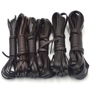 2 yards Genuine Leather Cord Rope Flat Leather Lace for Leather Crafts 3/4/5/6/8/10mm Width | Craft Supplies DIY