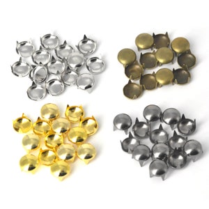 100pcs Half Round Dome Studs Claw Rivets for Handmade Leather Crafts DIY Accessories  5mm~12mm | Craft Supplies DIY