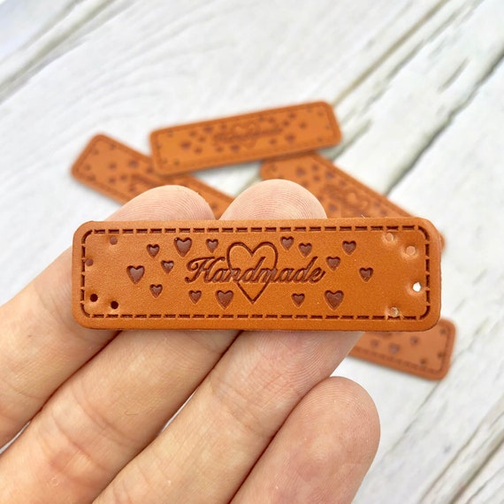 Personalized Sewing Labels for Handmade Items, PU Leather Labels for  Knitted Items, Faux Leather Knitting Tag, Custom Clothing Sew on Labels 