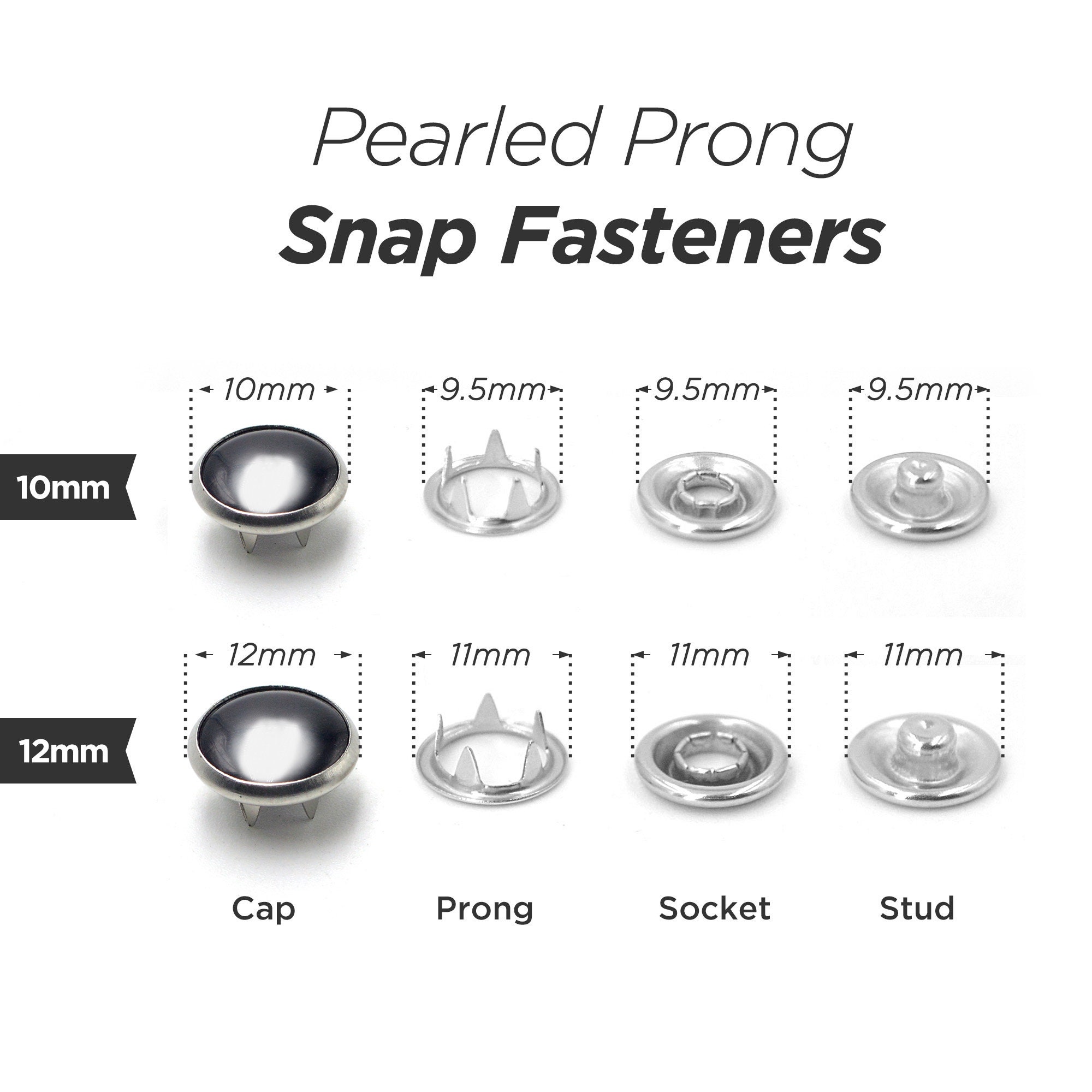 200 Sets Sewing Snap Buttons Fasteners Tool, Metal Snaps Buttons, Stainless Steel Snap Installation Tool For DIY Crafting, Clothing (9.5MM/Silver)