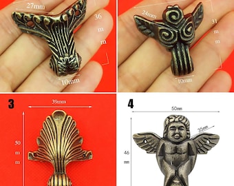 2pcs Antique Bronze Wooden Jewellery Box Case Feet Leg Corner Protector Miniature Furniture Framing Hardware | Craft Supplies DIY