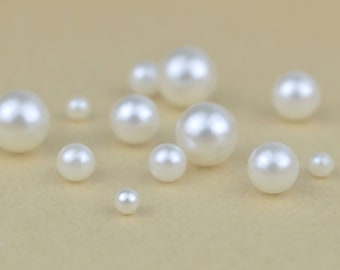 Perles rondes en ABS blanc ivoire sans trous pour décoration de pince à cheveux chapeau 4 mm, 5 mm, 6 mm, 8 mm, 10 mm | Fournitures créatives DIY