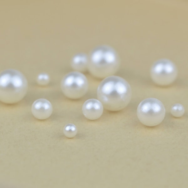 Ivory-white ABS Round Pearl Beads without Holes for Garment Hat Hair Clip Decoration 4mm, 5mm, 6mm, 8mm, 10mm | Craft Supplies DIY