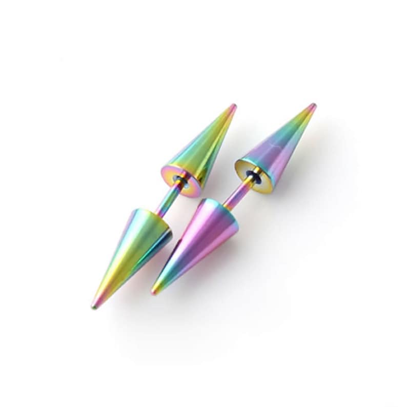 1 Pair Men's Women's Earrings Punk Rivets Titanium Stainless Steel Ear ...