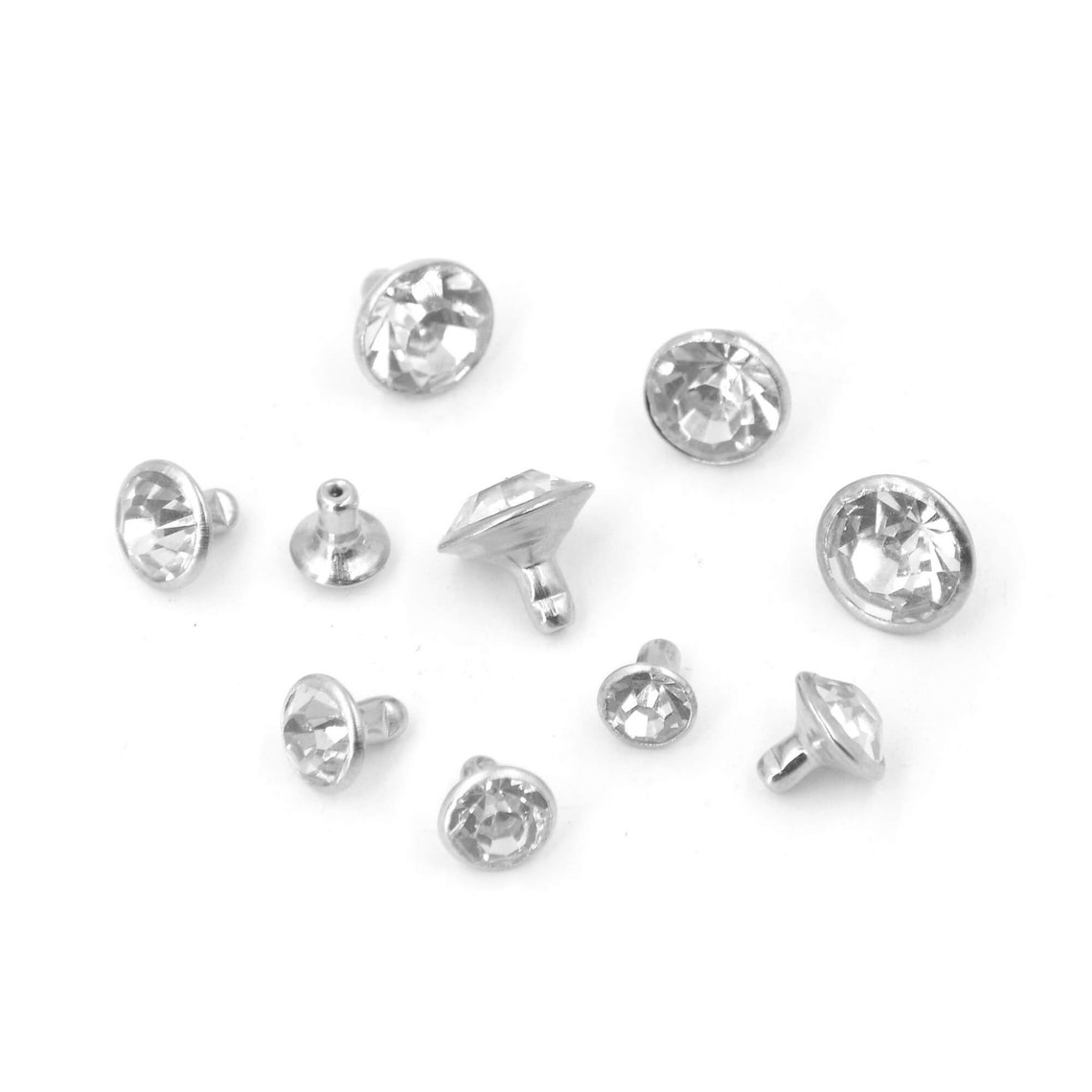 100pcs Silver Color Brass Material Glass Rhinestone Rivets Etsy