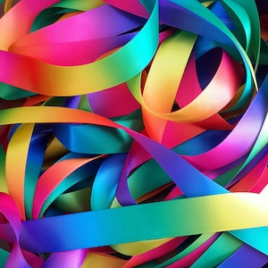5 Yards doppelseitiges Regenbogen-Band Geschenkverpackung Hochzeitsdekoration Farbiges Stirnband Bowknot Bänder | Bastelbedarf DIY