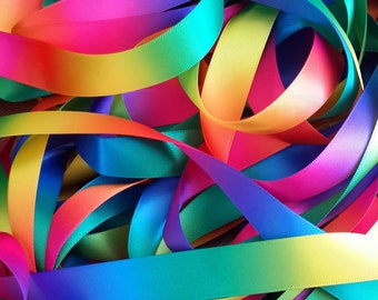 5 Yards Double Sided Rainbow Ribbon Gift Wrapping Wedding Decoration Colored Headband Bowknot Ribbons | Craft Supplies DIY