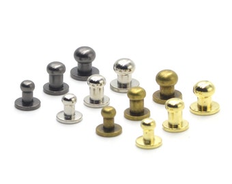 20sets Messing Ronde Kop Studs Tepelklinknagels Knop Schroef Terug voor Lederen Tags Riem Horlogeband 4mm, 5mm, 6mm | Ambachtelijke benodigdheden doe-het-zelf