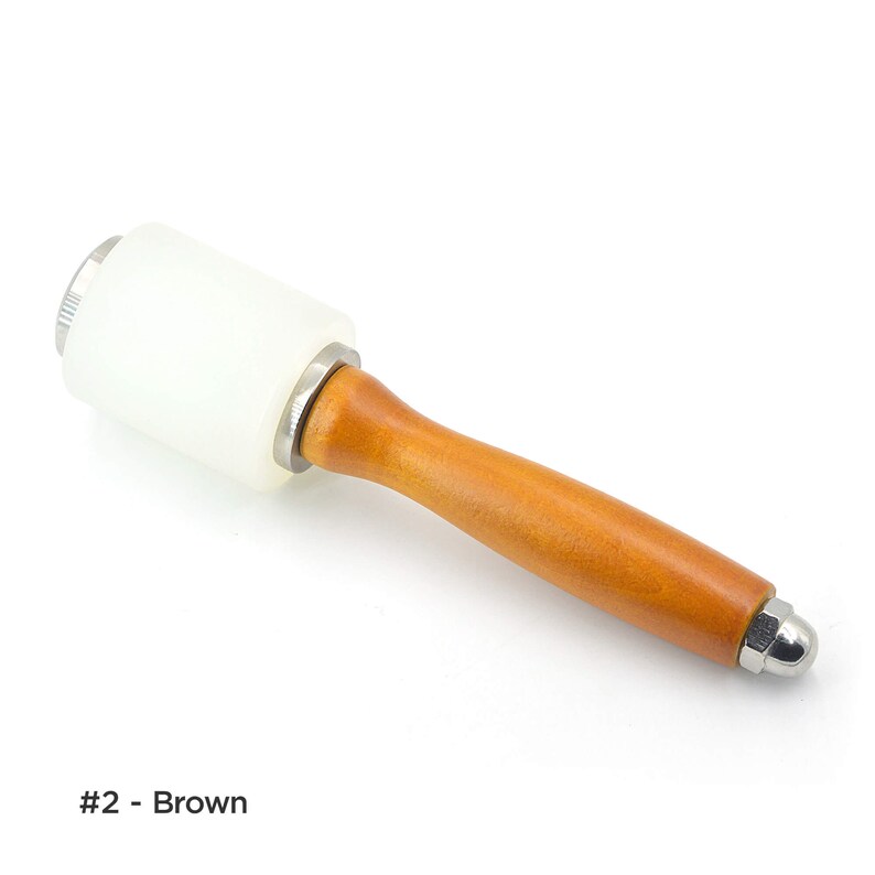 Nylon Hammer Leder Carving Hämmer Mallet mit Holzgriff Werkzeug zum Leder Stanzen Drucken 330g | Bastelbedarf DIY Brown