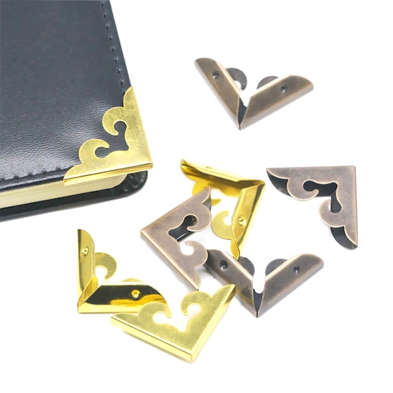 KESYOO 12pcs Metal Book Corner Protector Scrapbook Photo Album Diary Cover Corner Guard Notebook Edge Safety Protector for Home Office Antique Bronze