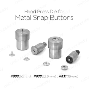 Hand Press Die for Metal Snap Fasteners Setting Tools for Press Studs Snap Buttons Poppers Die 10mm, 12.5mm, 15mm | Craft Supplies DIY