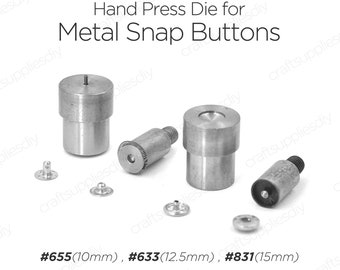 Handpresse für Metalldruckknöpfe Setzwerkzeug für Druckknöpfe Druckknöpfe Poppers Die 10mm, 12.5mm, 15mm | Bastelbedarf DIY