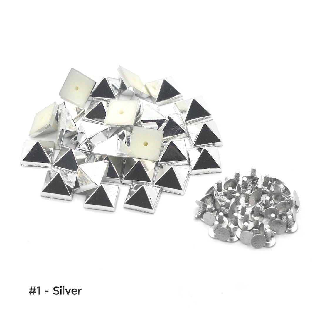 Pyramid Stud Rivet 50 Sets ABS Pyramid Studs Rivets Spikes for Shoes Bag Garment ...