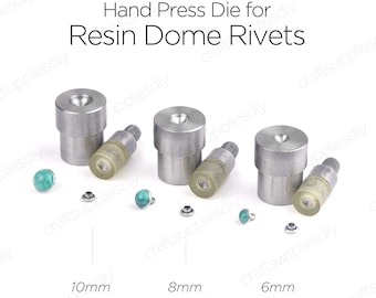 Hand Press Die for Dome Rivets Mushroom Rivets Setter Snap Setting Tools for Dome Rivets Die Mould 6, 8, 10, 12, 14mm | Craft Supplies DIY