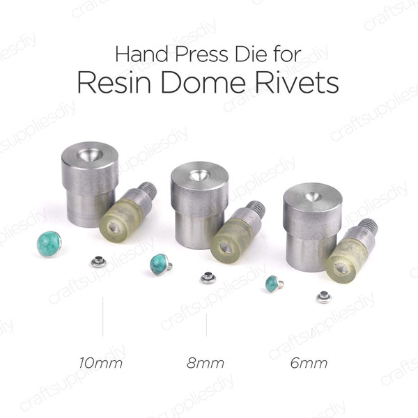 Hand Press Die for Dome Rivets Mushroom Rivets Setter Snap Setting Tools for Dome Rivets Die Mould 6, 8, 10, 12, 14mm | Craft Supplies DIY
