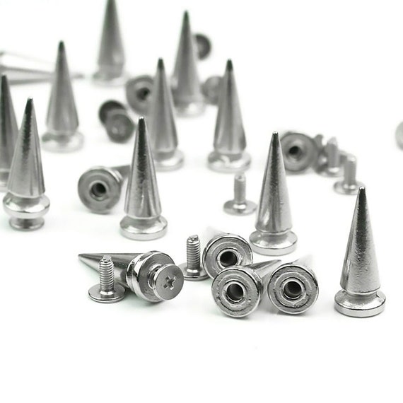 Spike Screw On Studs Silver Tone Metal Alloy 7x9mm 10 Pcs Findings Jewellery