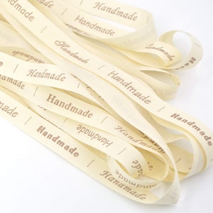 5 meters Cotton Assorted &quot;Handmade&quot; Typeface Label Gift Wrapping Ribbon for Handmade Items Sewing Accessories 15mm No.1 | Craft Supplies DIY