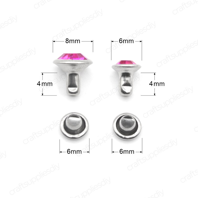 50 Sets Rhinestone Rivets Brass Material Crystal Rivets for Leather ...