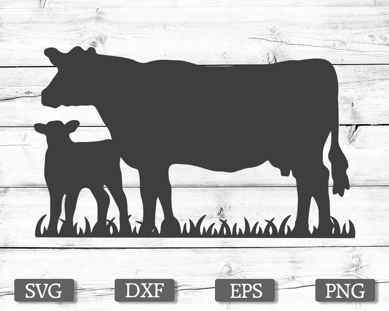 Download Cow and Calf SVG Outline Farm svg Cow Design Animal Cow ...