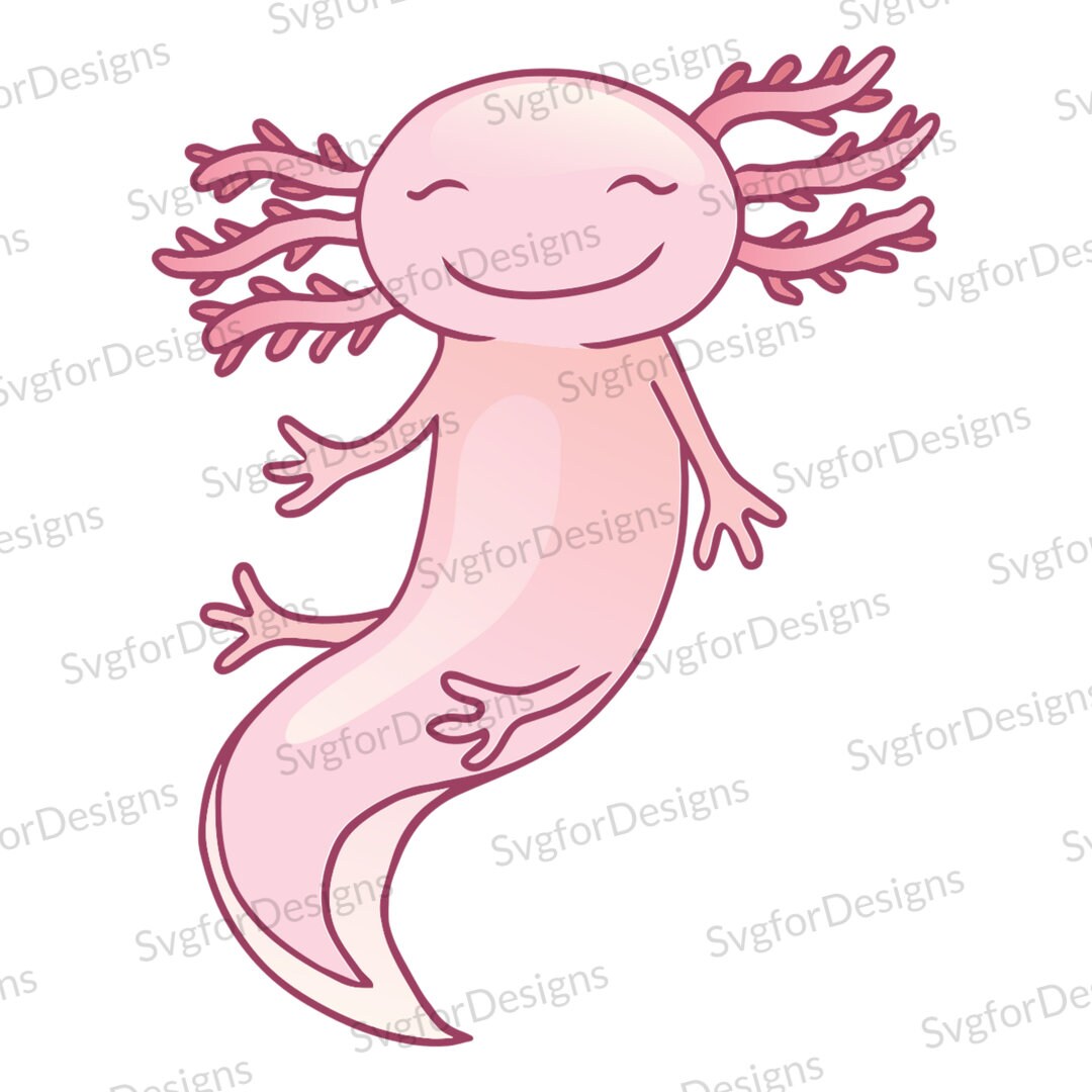 Cute Axolotl Svg Cartoon Smile Png Sticker Cricut Cute Etsy