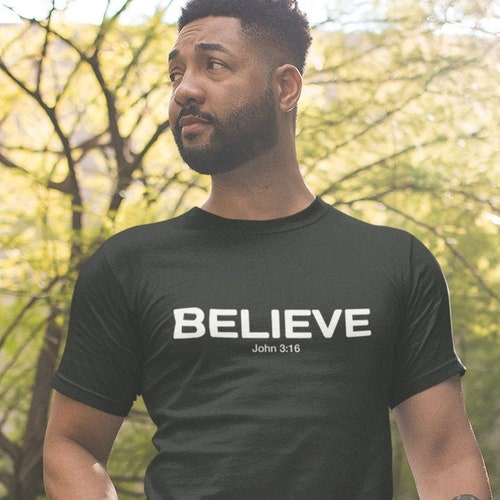 Christian Gifts for Men BELIEVE T Shirt Black T Shirt Men | Etsy