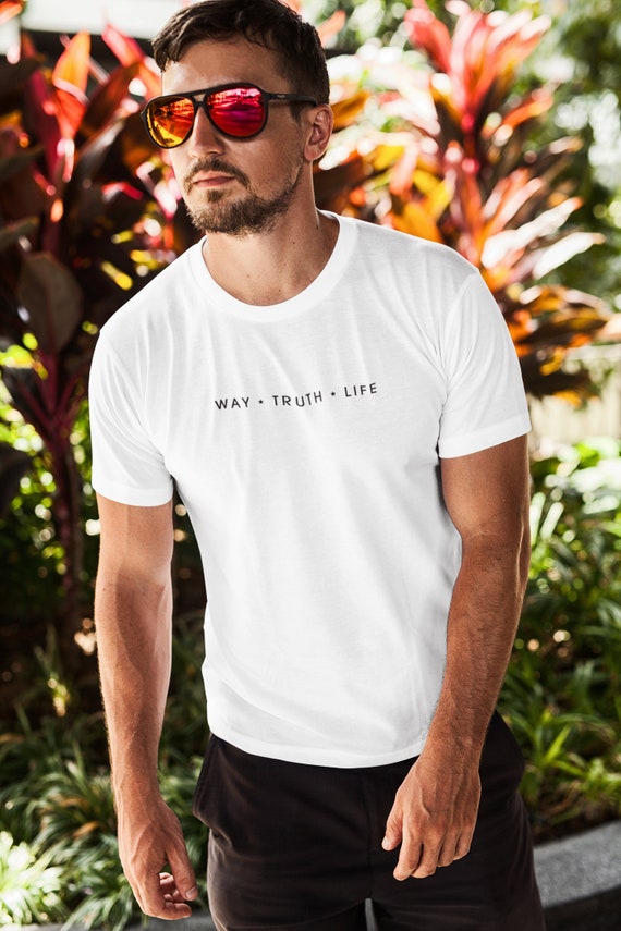WAY TRUTH LIFE T Shirt, White T Shirt Men, Christian T Shirt for