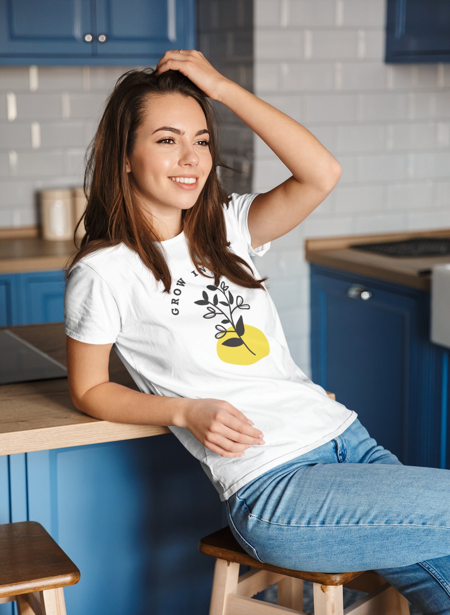 Black shirt with yellow writing hotsell