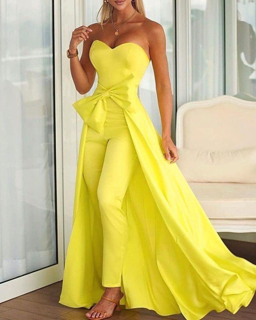 Sleeveless Tube Jumpsuit With Detachable Capeprom Etsy