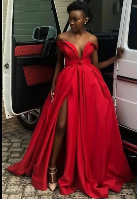 Red Dress With Slit - Etsy