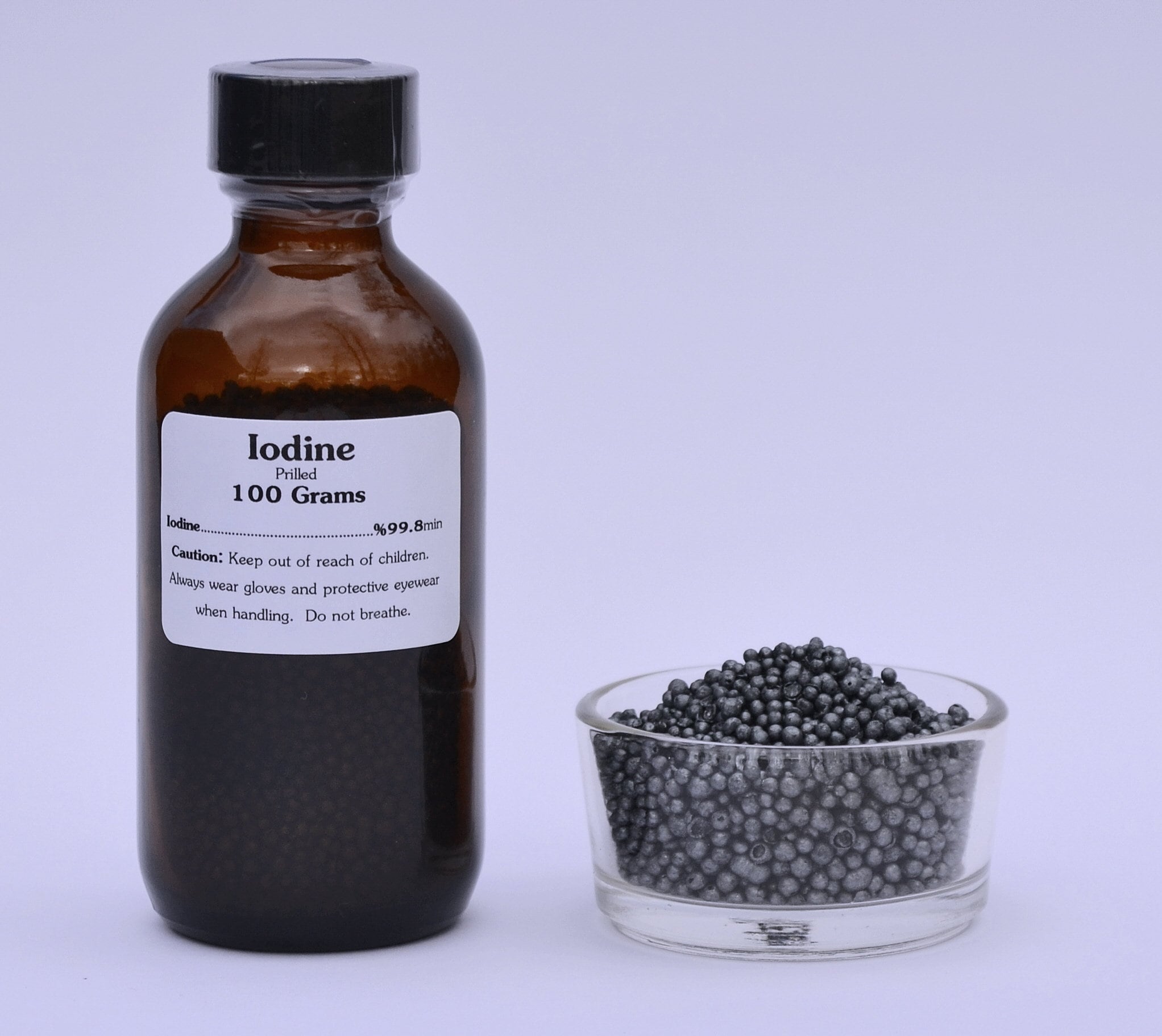 100 Grams Pure ACS/USP Grade Elemental Iodine Prilled Prills Crystals 99.8%  Min