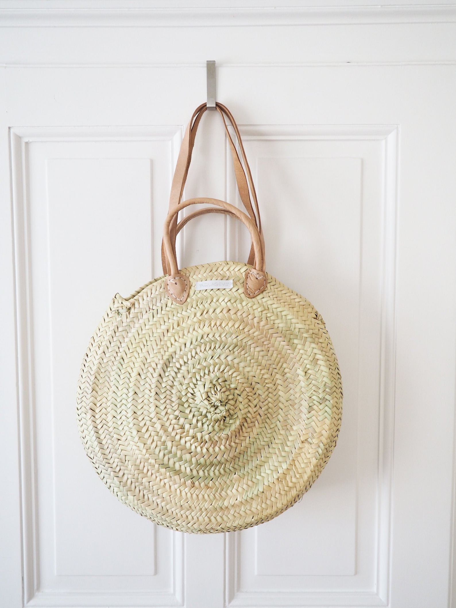 Round Basket Bag XL Bright Leather Handle Handles Etsy